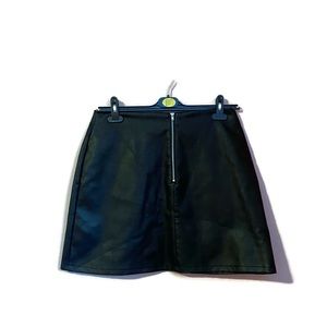 NWT Black Faux Leather Zip Up Skirt